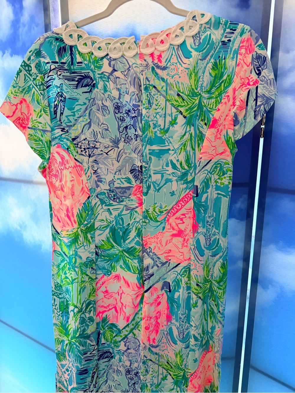 Lilly Pulitzer Men's Tropical Polo in Aqua, Turquoise & Neon Pink